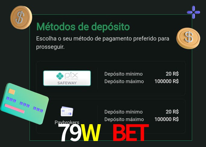 O cassino 79W Bet oferece uma grande variedade de métodos de pagamento